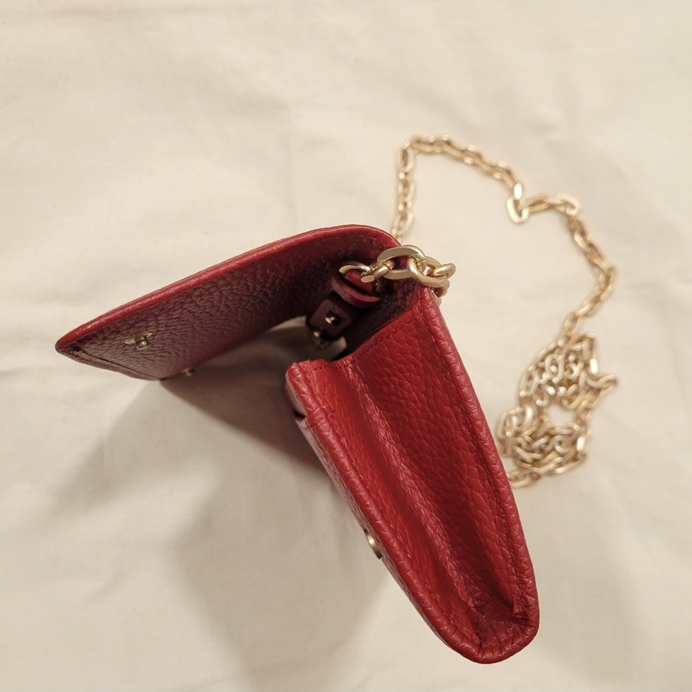 Red Valentino Leather Wallet On Gold Chain - Picture 7 of 8